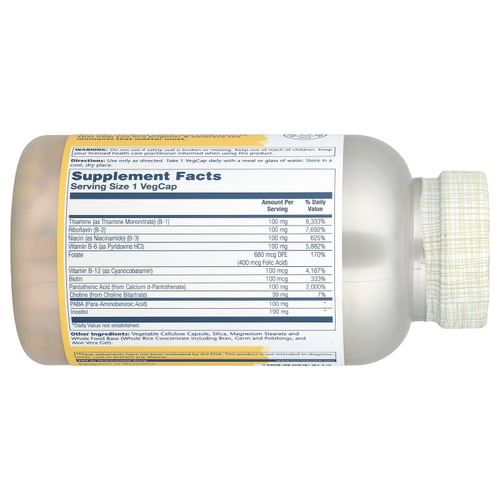 Solaray, комплекс витаминов группы B 100, 250 растительных капсул