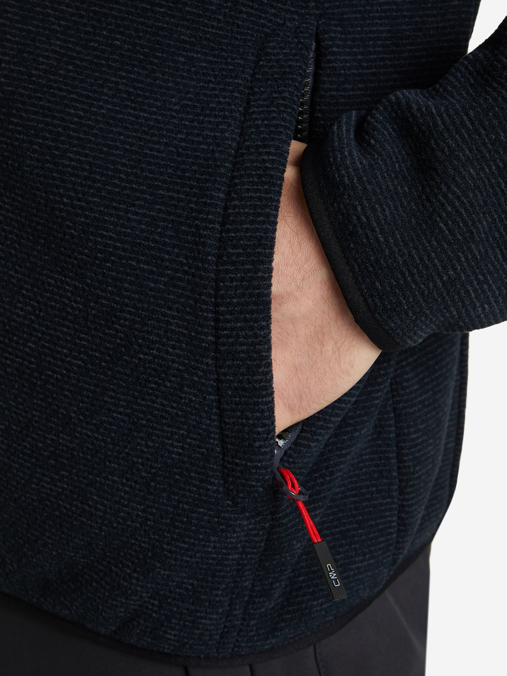 Толстовка флисовая CMP Men's jacquard Knit-Tech fleece with rhombus motif, артикул 38H2237, цвет TITANIO-NERO (02UM)