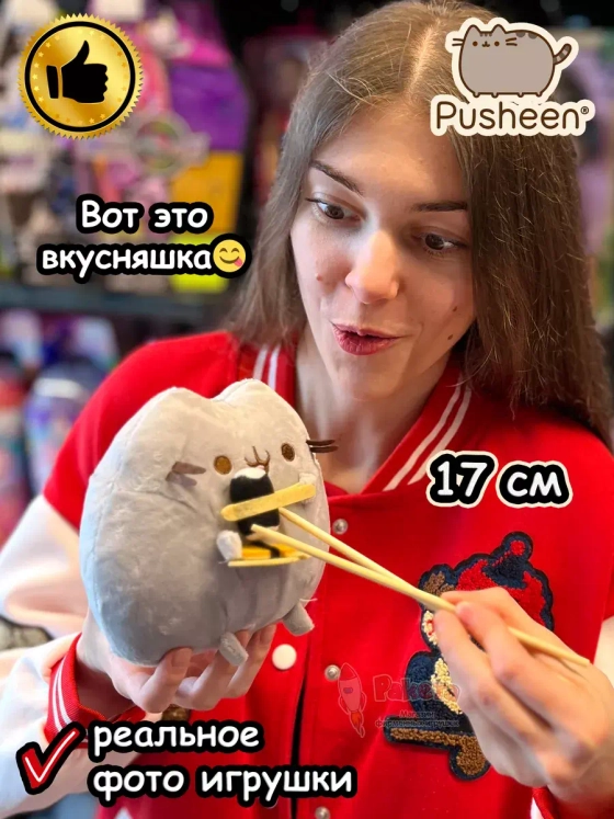 Мягкая игрушка Пушин Кот Кэт плюшевый котик с сушами