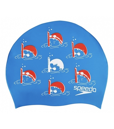 Шапочка для плавания силиконовая детская Speedo Junior Slogan Cap Blue
