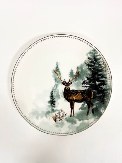 Тарелка новогодняя «Зимний лес», 27 см, фарфор, белая