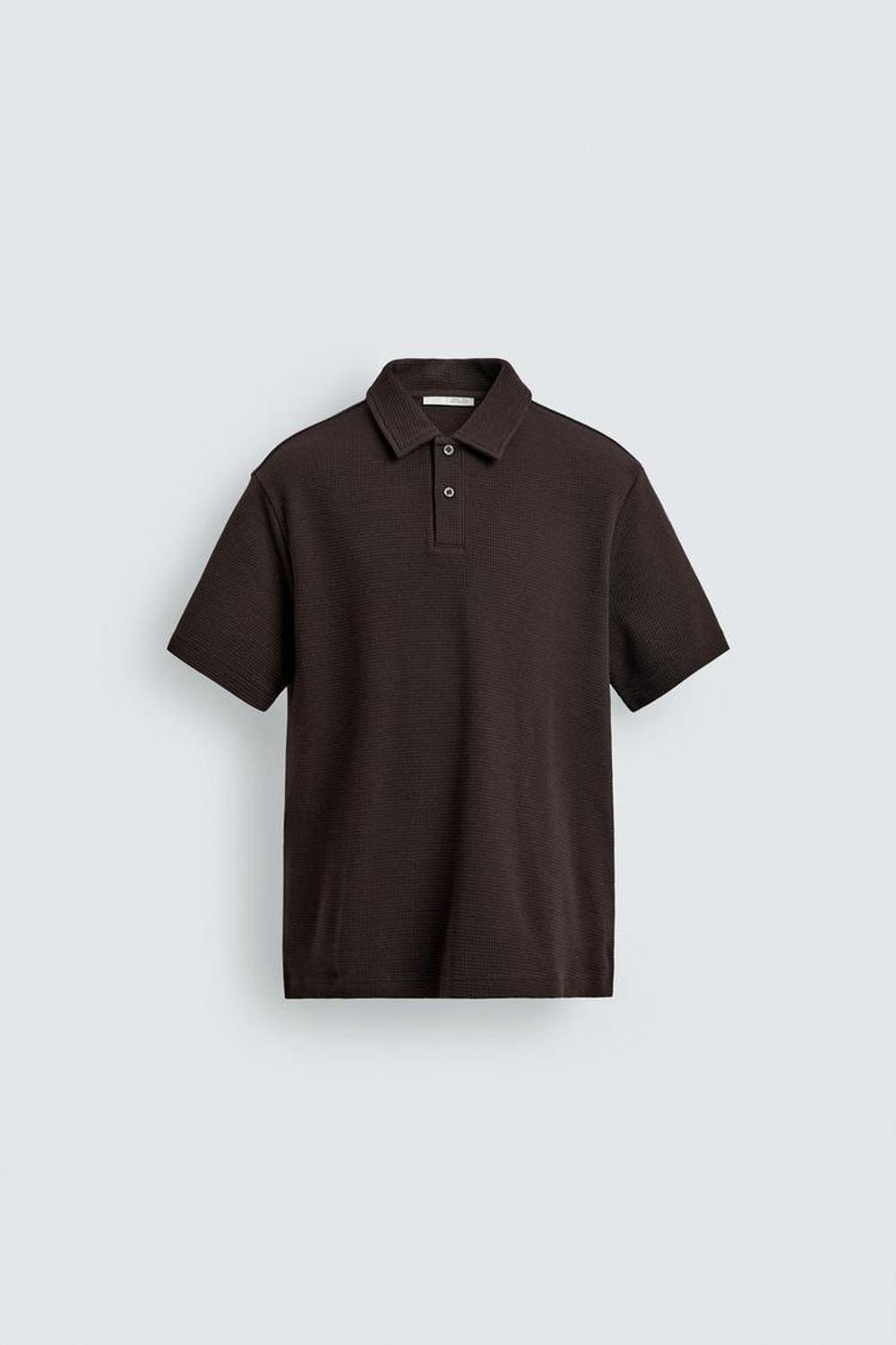 ZARA ПОЛО ИЗ РЕЛЬЕФНОЙ ТКАНИ ВАФЕЛЬНОГО ПЕРЕПЛЕТЕНИЯ, ШОКОЛАДНО-КОРИЧНЕВЫЙ