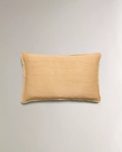 ZARA HOME НАВОЛОЧКА ДЛЯ ДЕКОРАТИВНОЙ ПОДУШКИ С БАХРОМОЙ, ВАНИЛЬНЫЙ