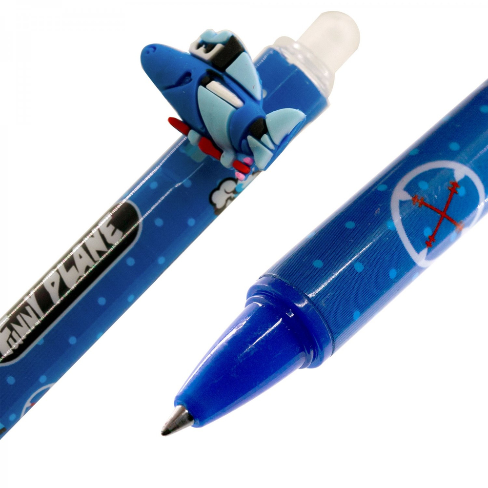 Ручка гелевая пиши-стирай Alingar, автомат, "Funny plane", 0,5 мм, синяя, круглый, цветной, пластиковый корпус, карт. уп.