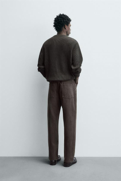 ZARA ДЖИНСЫ STRAIGHT FIT, КОРИЧНЕВЫЙ