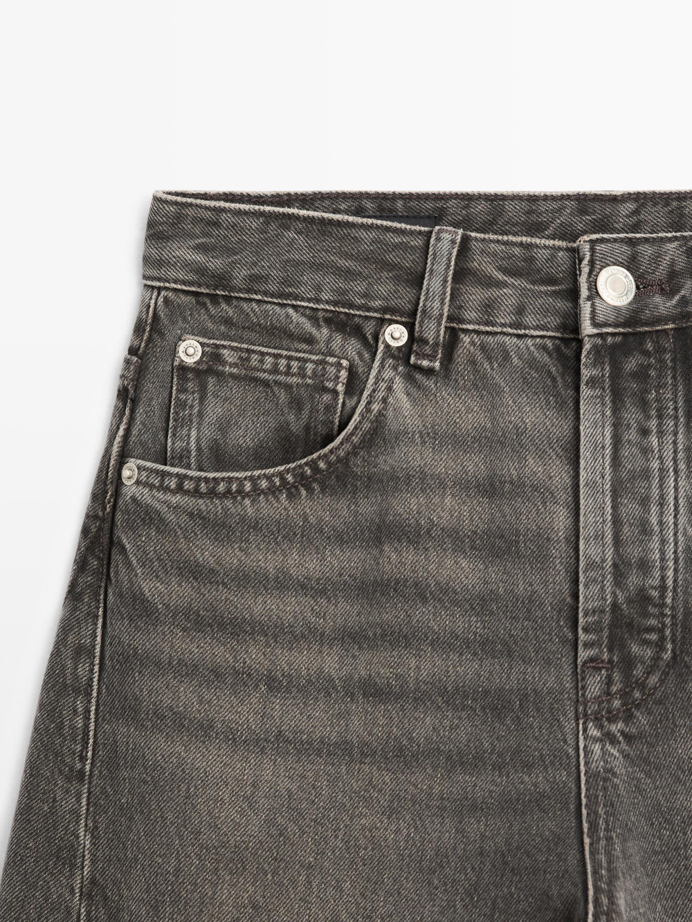 Massimo Dutti Джинсы свободного кроя со средней посадкой, натуральный серый