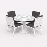 Обеденная группа Ideal Patio ДИВА ГИРА  каркас белый, стол стекло диа 110, ткань антрацит