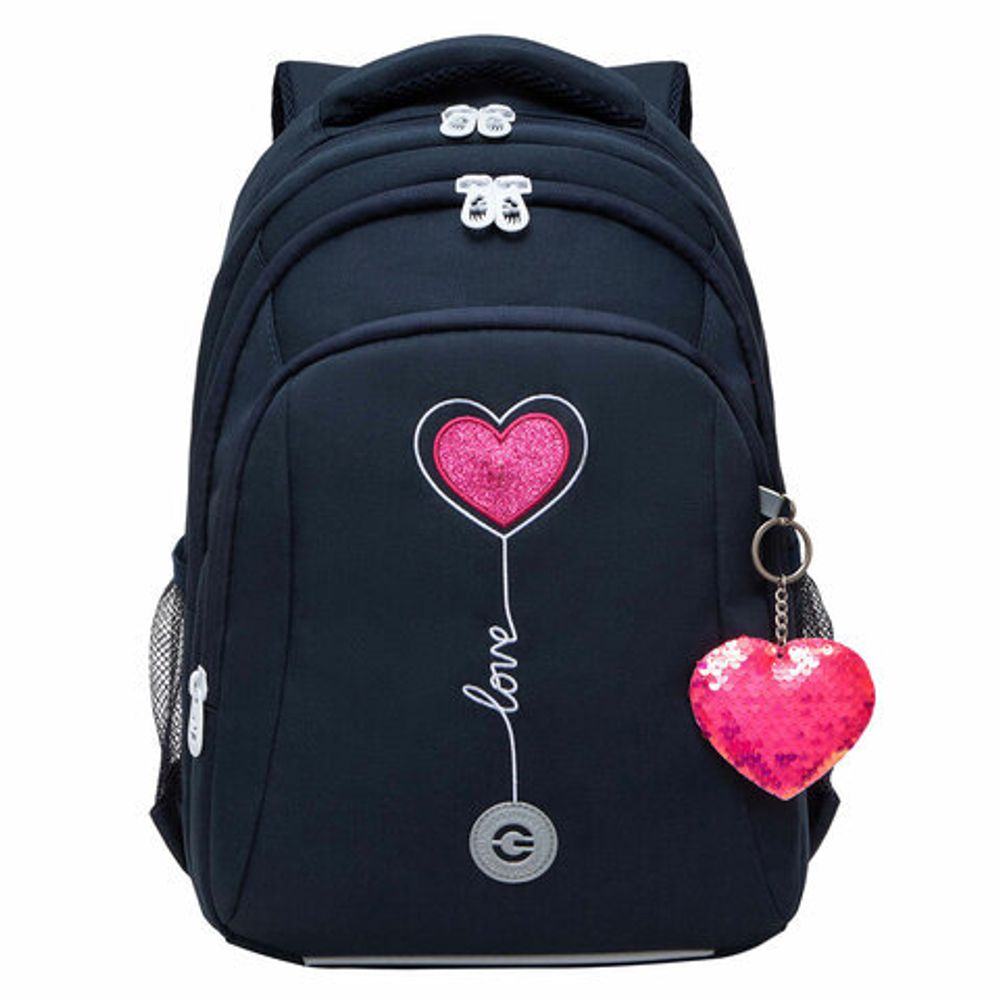 Рюкзак GRIZZLY школьный, анатомическая спинка, 3 отделения, для девочек, LOVE, 40х27х20 см, RG-361-2/3
