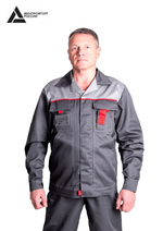 Костюм мужской летний «КИРЖАЧ» (куртка+брюки) цв.темно-серый/светло-серый