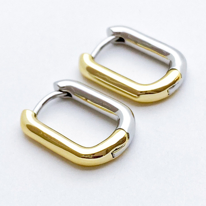 Ювелирные швензы Конго, родиевое покрытие и позолота (биколор), размер 20*15 мм, цена за пару