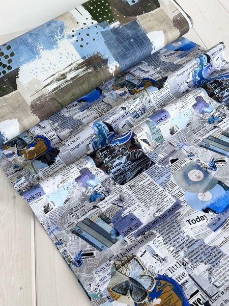 ГАЗЕТА, ПЛАСТИНКИ - 100% хлопок Handmade Fabrics 6