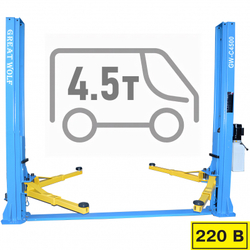 Подъемник двухстоечный GW-C4500 220 Great Wolf, 4.5 т, 220 вольт,  нижняя синхронизация, гидравлический
