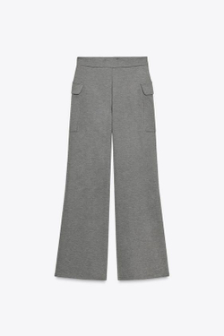 ZARA БРЮКИ ПИКЕ С КАРМАНАМИ, АНТРАЦИТОВО-СЕРЫЙ