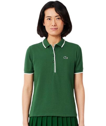 Женское теннисное поло Lacoste Regular Fit Tennis Heat Regulator - зеленый/белый