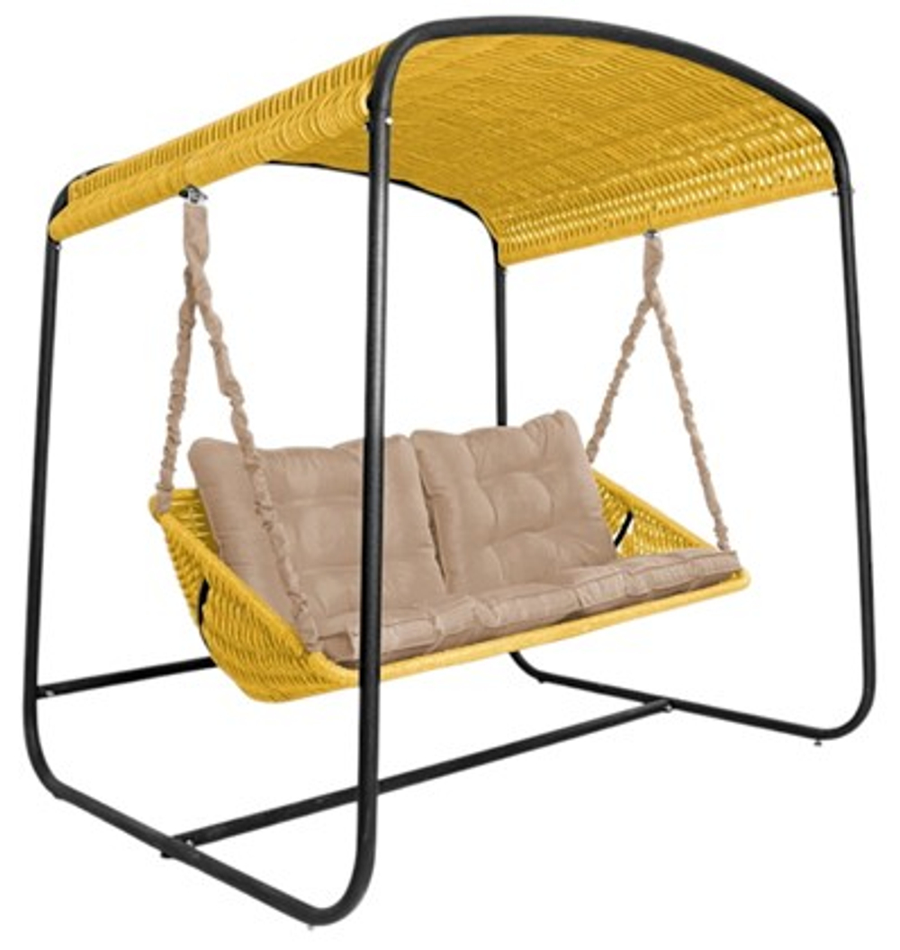 Качели DeckWOOD Sky Bed Lite (желтый, подушка светло-серая)