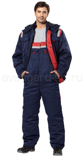 Костюм зимний "Авангард" полукомбинезон (синий/красный)