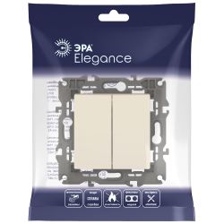 14-1104-02 ЭРА Выключатель двойной, 10АХ-250В, IP20, Эра Elegance, сл.кость | Elegance Слоновая кость