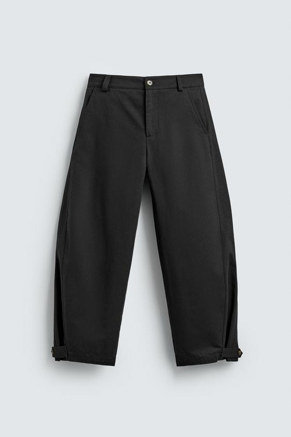 ZARA БРЮКИ RELAXED FIT С РЕГУЛИРУЕМЫМ НИЗОМ, ЧЕРНЫЙ