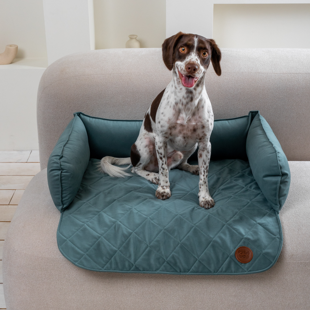 Диванный лежак из микровелюра, аквамарин 70х50 Rachel WOW