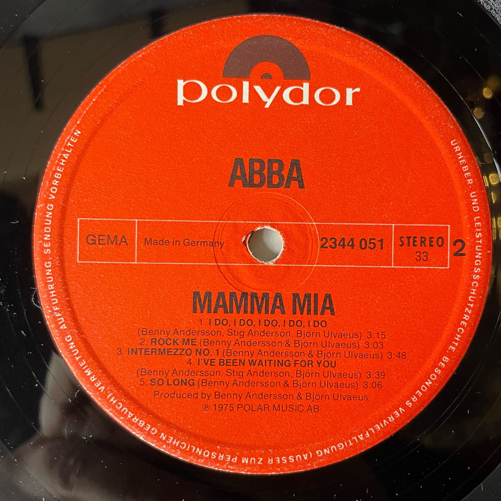 Винтажная виниловая пластинка LP ABBA АББА Mamma Mia (Германия 1975)