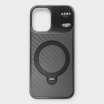 Чехол для iPhone 16 Pro UNIQUE PROTECTION карбон/пластик с подставкой