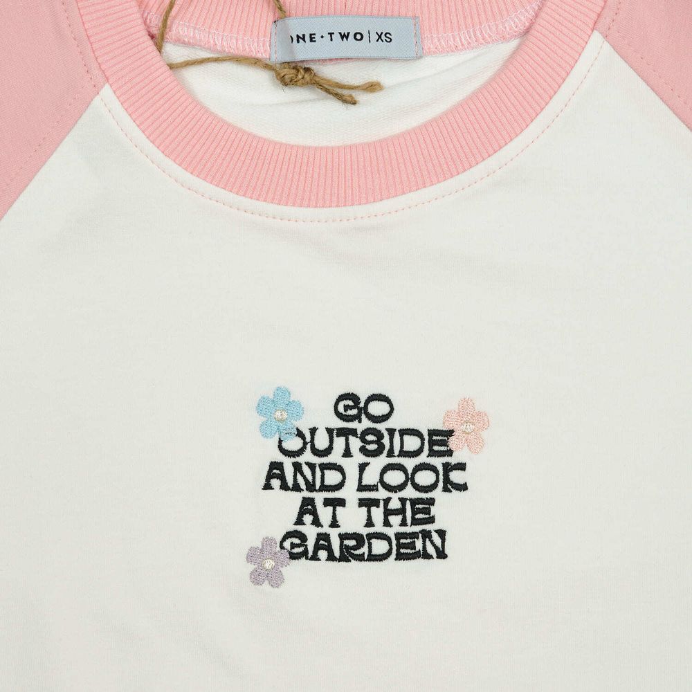 Топ One Two Raglan Crop Duo Tofu & Crystal Rose