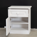 Прикроватная тумба с ящиком и дверью Харви с филенкой для спальни в викторианском стиле, тумба прикроватная деревянная белая с ящиком и дверцей на ножках напольная из массива сосны