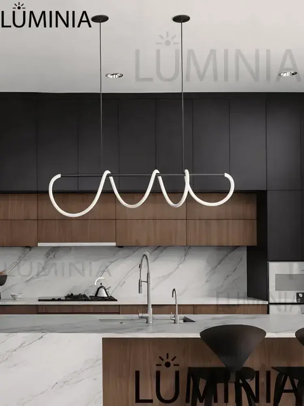 Люстра светодиодная подвесная с пультом на кухню, в гостиную, в зал, черная в стиле Лофт 1,2 метра