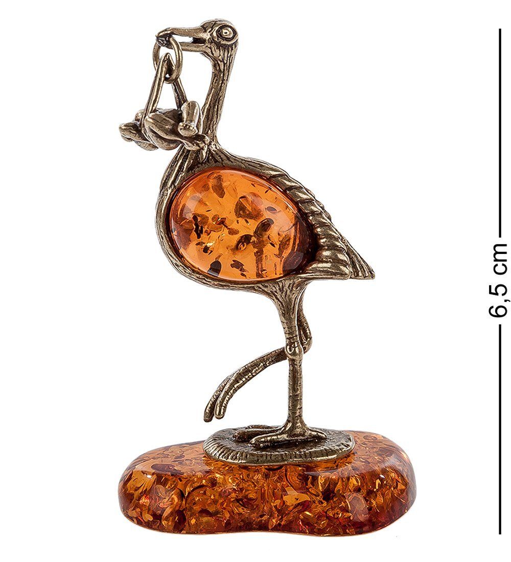 Народные промыслы AM- 189 Фигурка «Аист с младенцем» (латунь, янтарь)