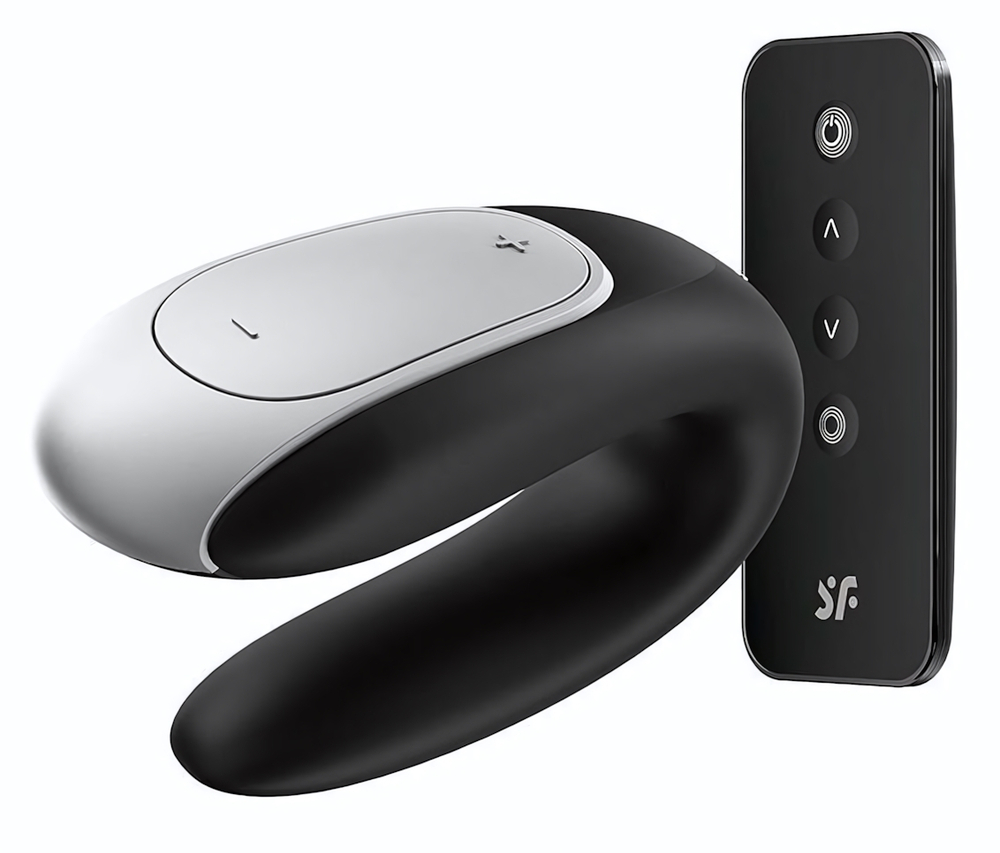 Чёрный вибромассажёр для пар Satisfyer Double Fun (Цвет: черный)