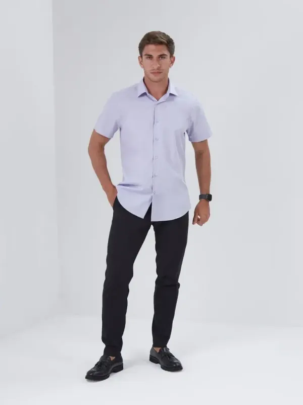 Рубашка приталенная SLIM FIT с коротким рукавом, лавандовая