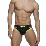 Мужские плавки с яркой принтованной вставкой (Размер: XXXL) (Цвет: черный)