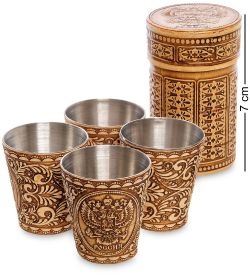 Народные промыслы BST-216 Стопки «Россия» мал. (береста)