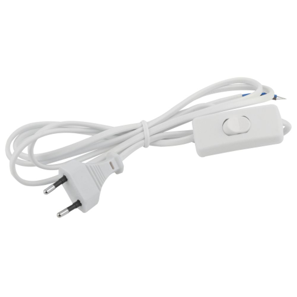 Шнур для бра ЭРА UX-ШВВП-S-1,8m-W с выключателем 1,8м ШВВП 2x0,5мм2 белый