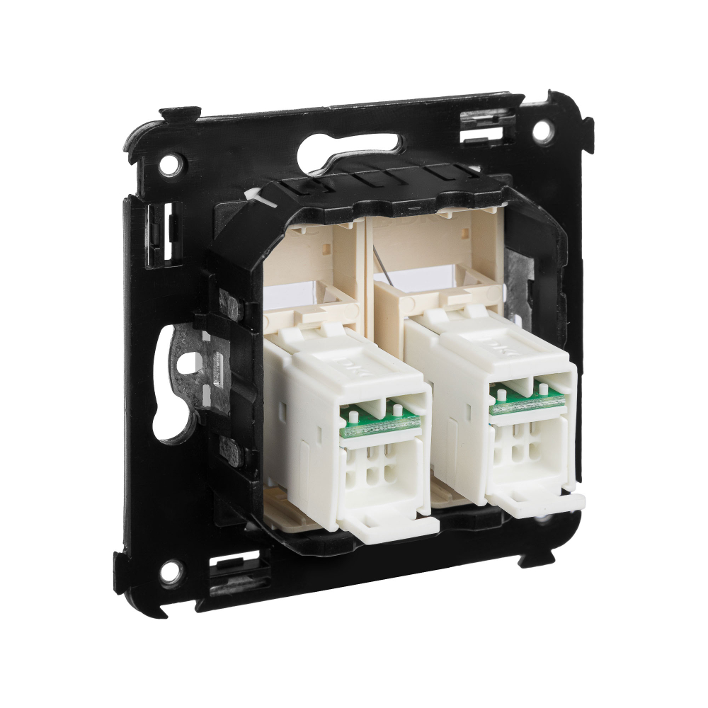 Компьютерная розетка RJ-45 в стену, кат.6А двойная, "Avanti", "Ванильная дымка"