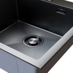 Мойка настол.монтаж 53х43 (3,0) вып 3 1/2  MIXLINE ПРО С ФАСКОЙ 22см с сиф(черный графит НАНО декор)