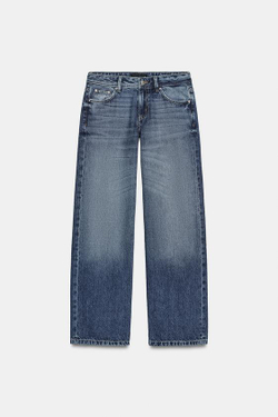 ZARA ДЖИНСЫ Z1975 ПРЯМОГО КРОЯ С НИЗКОЙ ПОСАДКОЙ, СИНИЙ
