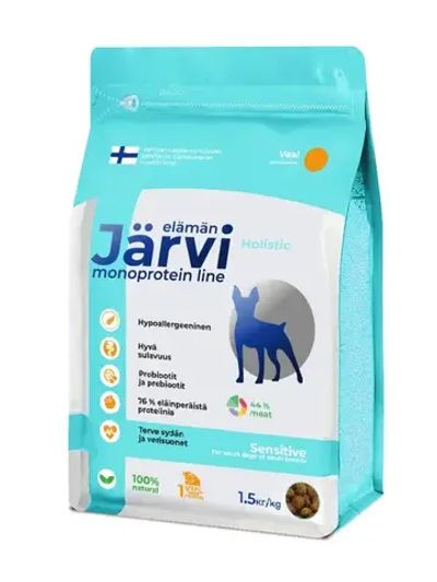 Jarvi сухой монопротеиновый полнорационный корм для взрослых собак мелких пород с чув. пищеварением, Телятина, 1,5кг.
