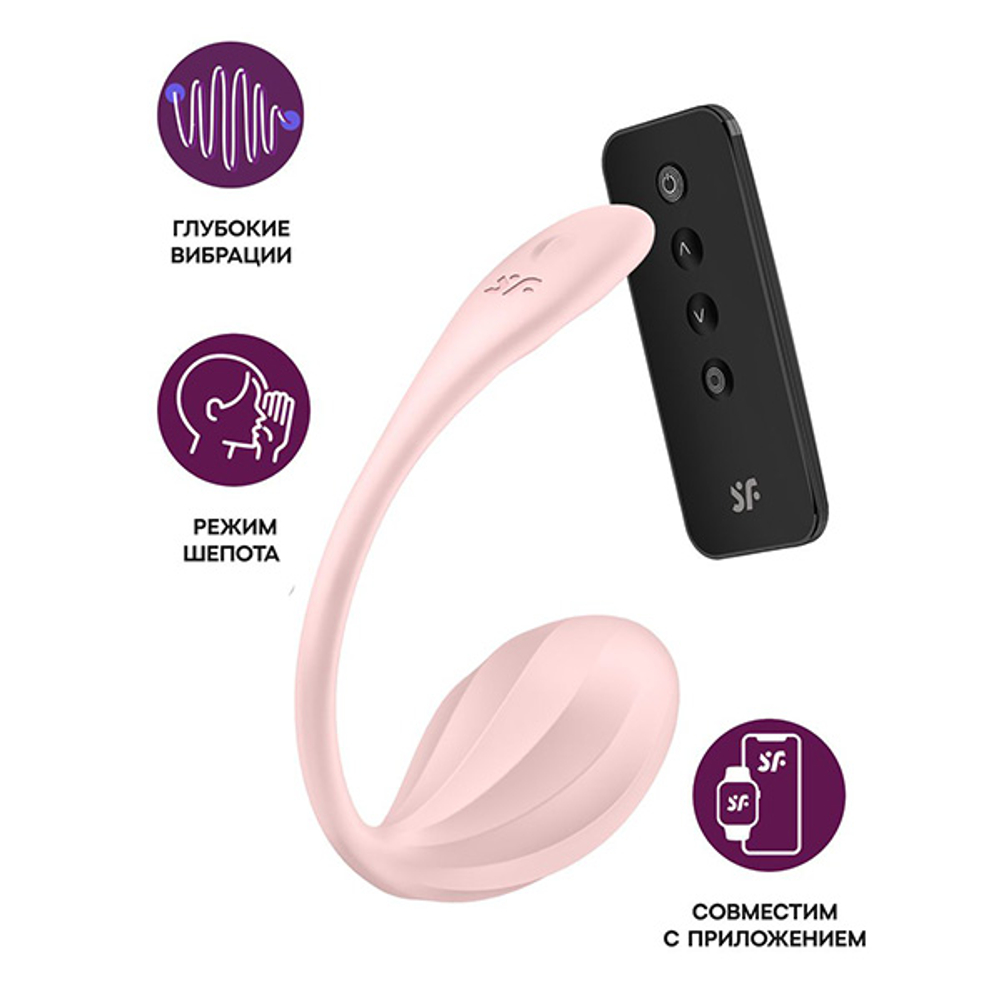Розовое виброяйцо 23см для ношения с пультом ДУ и управлением через приложение Satisfyer Ribbed Petal Vibrating Egg Pink