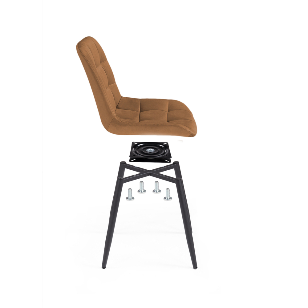 Стул на металлокаркасе Woodville Челси крутящийся кирпичный, черный, ножки черные