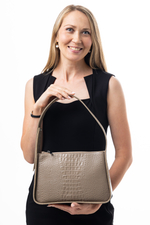 Louis Lefevre Сумка женская натуральная кожа через плечо багет бежевая