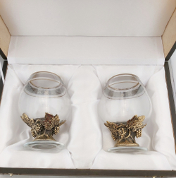 Набор бокалов 2шт. для коньяка Гроздь винограда в футляре