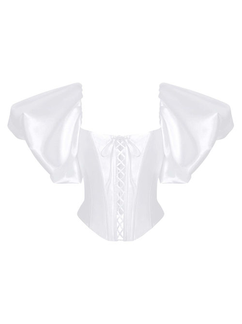 Топ корсетного типа из тафты с пышными рукавами и шнуровкой