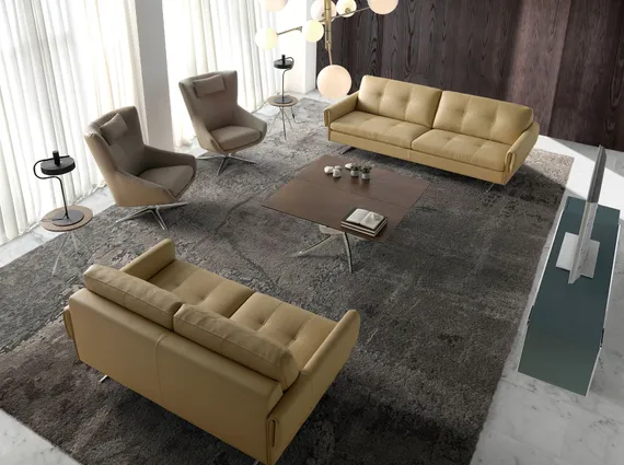 Крутящееся кресло Angel Cerda 5044, бежевая кожа