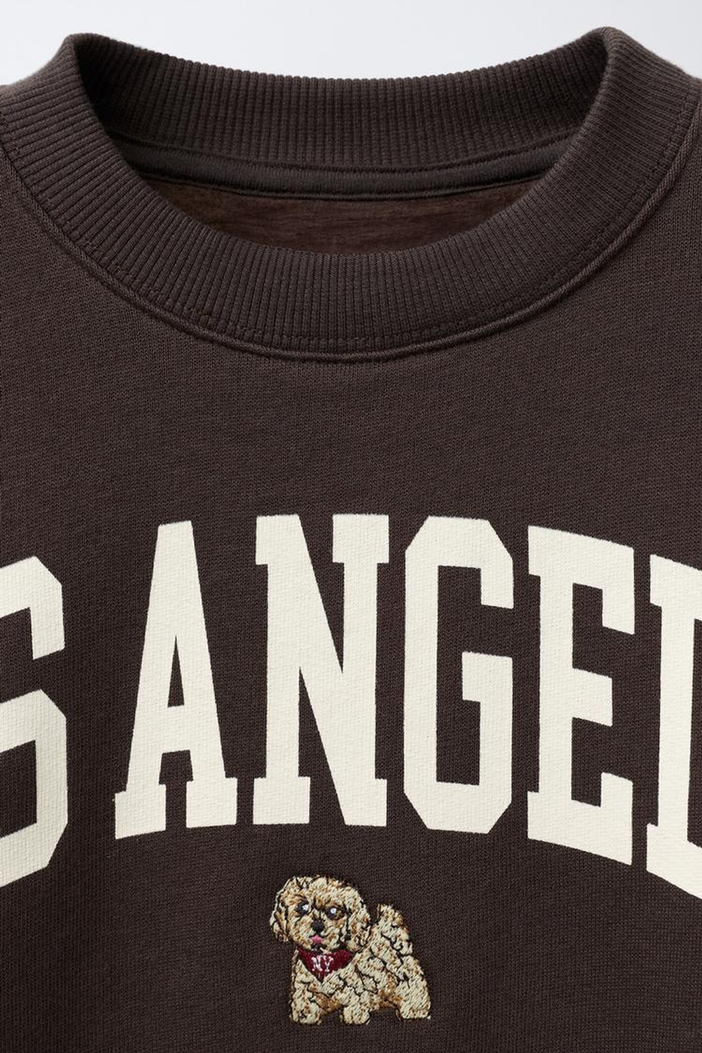 ZARA ТОЛСТОВКА С ВЫШИТОЙ НАДПИСЬЮ, КОРИЧНЕВЫЙ