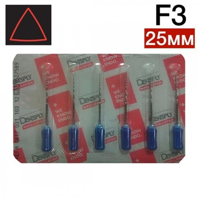 ProTaper ручной 25мм F3, ПроТейпер (6шт.), эндодонтические файлы