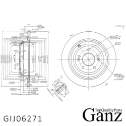 Диск тормозной задний с покрытием HYUNDAI Genesis 13 GANZ GIJ06271