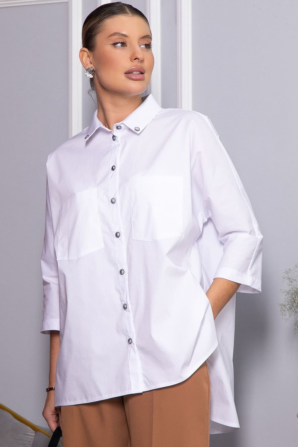 Рубашка с карманами Аристократка (белая) Б14449-10М LT Collection