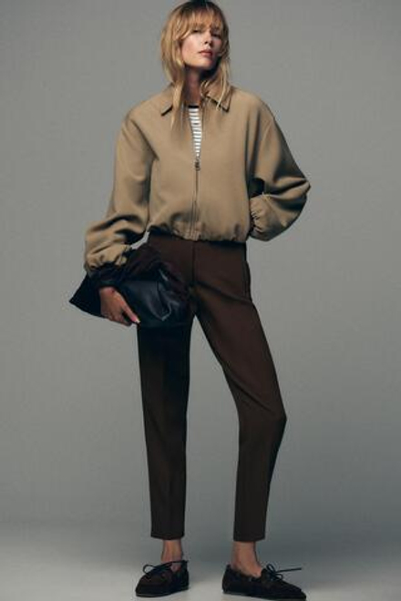 ZARA ДУТАЯ КУРТКА НА МОЛНИИ, РЫЖЕВАТО-КОРИЧНЕВЫЙ