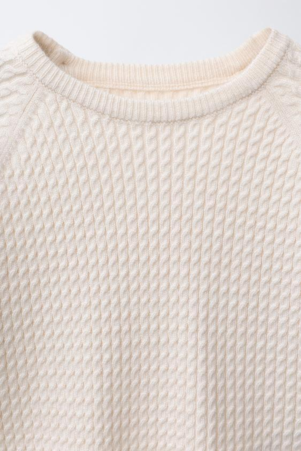 ZARA СВИТЕР С УЗОРОМ «КОСЫ», ЭКРЮ